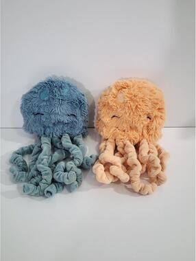 Set of 2 Plush Jellyfish Stuffed Toys - Blue and Peach